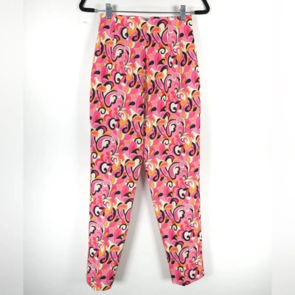 NWT ZARA Paisley Floral Straight Leg High Waist Pants 1478/935 Size‎ XS